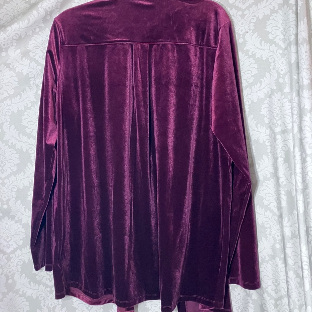 Lands End Velvet button Tunic XL  Rich Burgundy - Picture 11 of 12